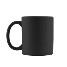 Image of Blank black cup isolated on white. Mockup for design