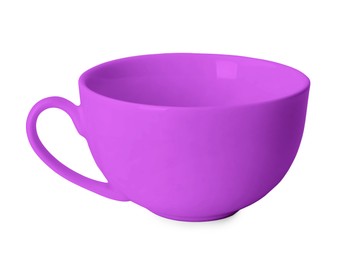 Image of Blank violet cup isolated on white. Mockup for design