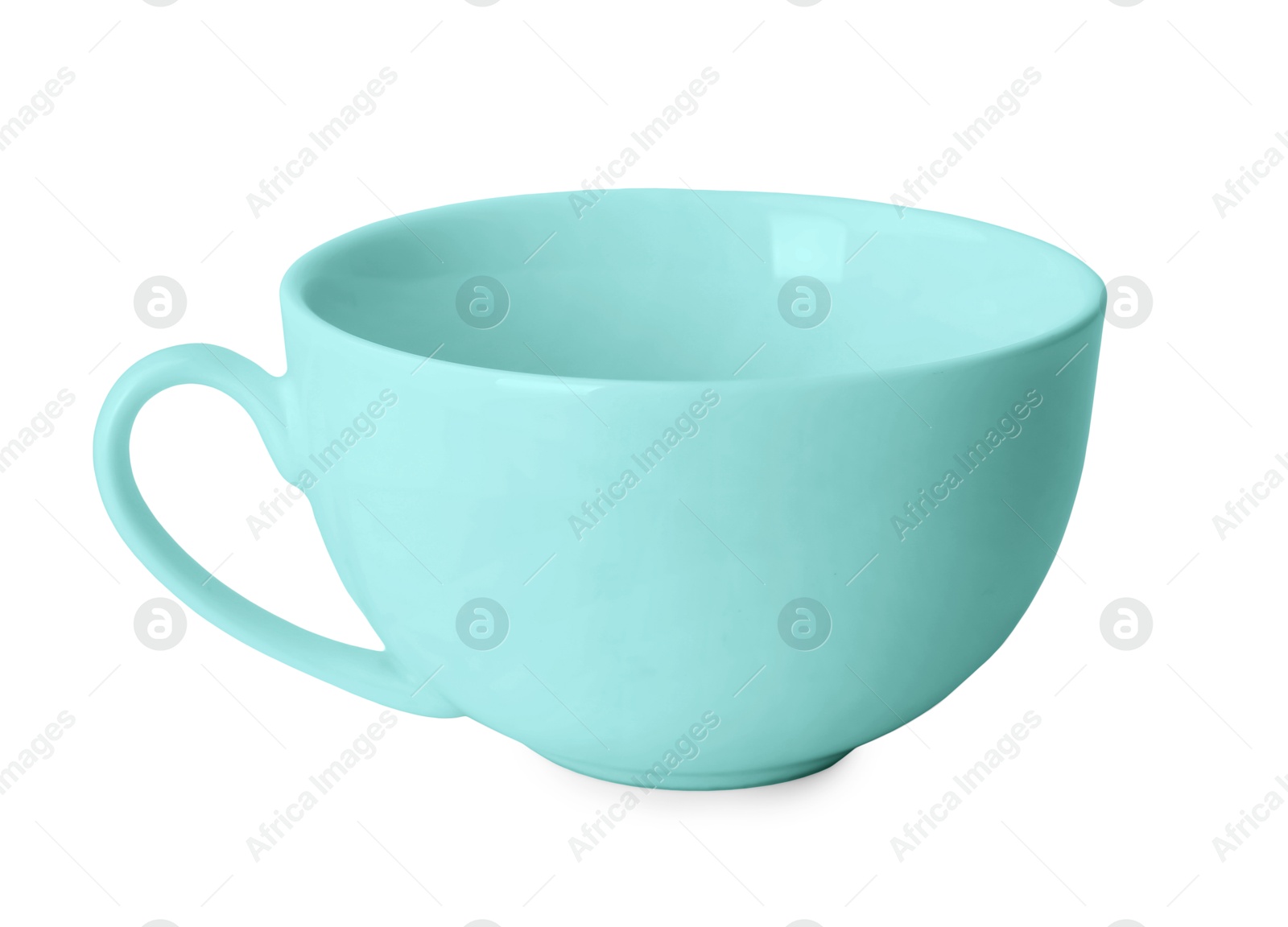 Image of Blank light blue cup isolated on white. Mockup for design