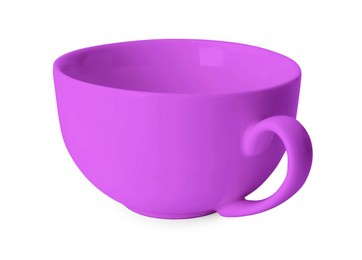 Image of Blank violet cup isolated on white. Mockup for design