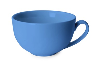 Image of Blank blue cup isolated on white. Mockup for design