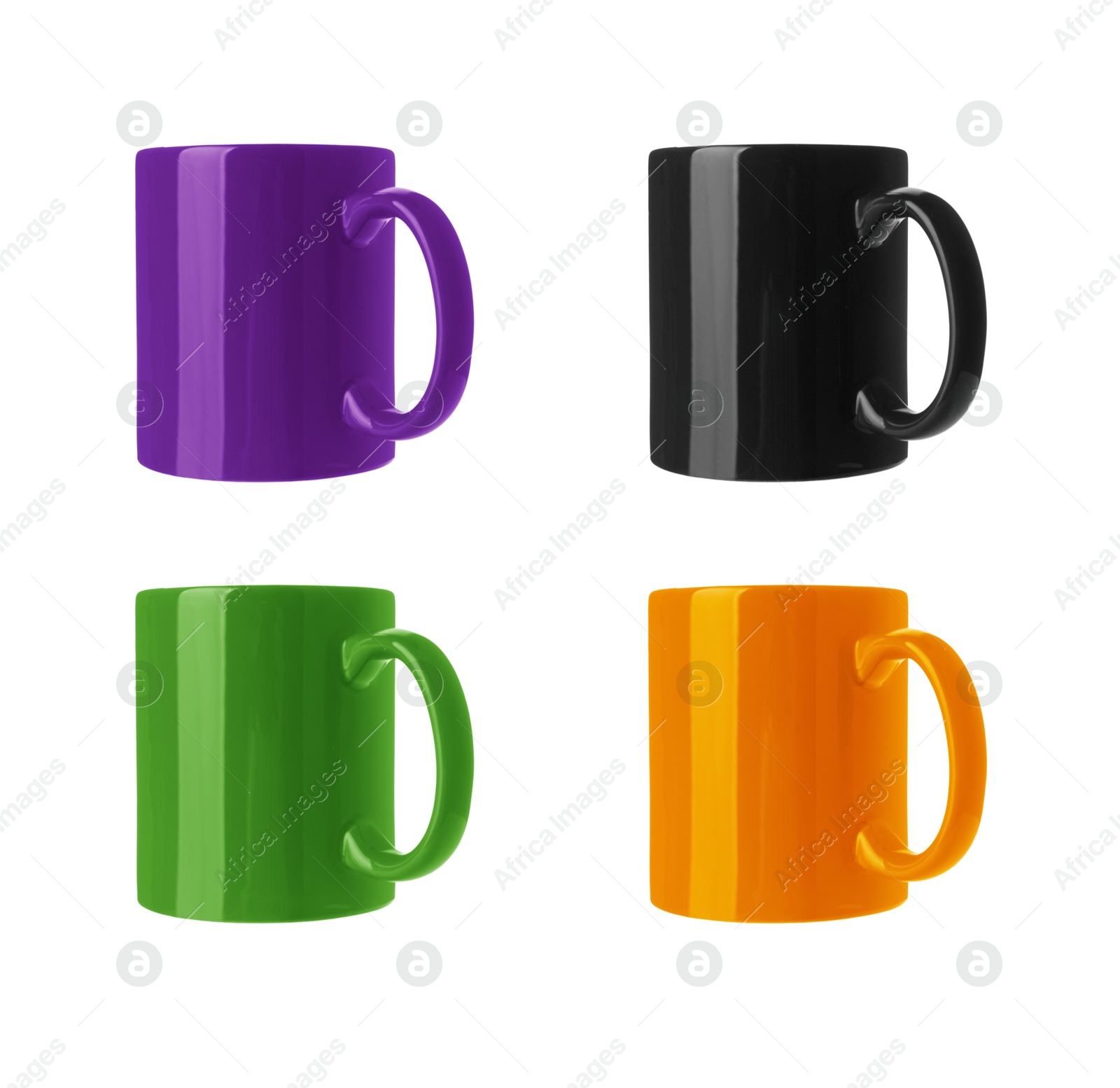 Image of Blank cups isolated on white, set. Mockup for design