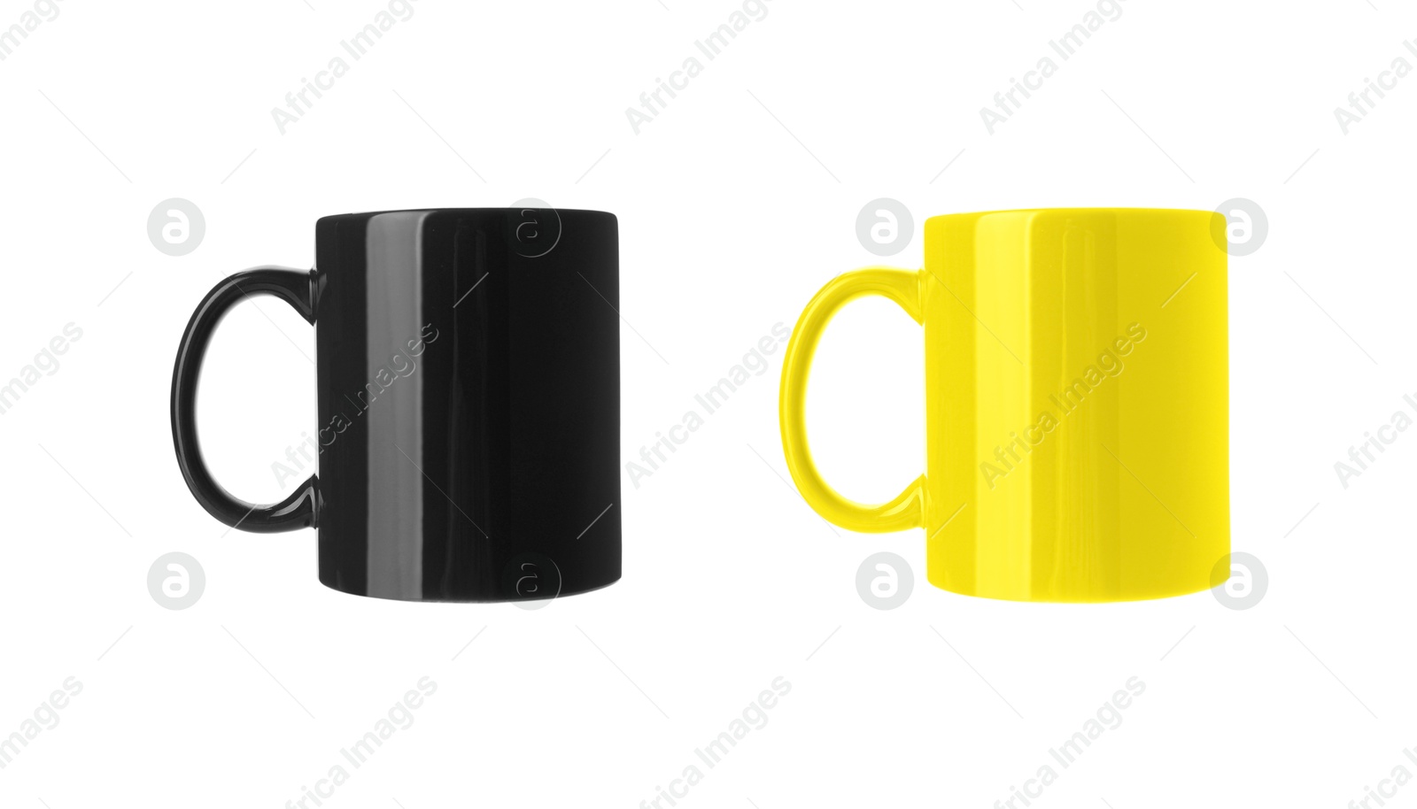 Image of Blank cups isolated on white, set. Mockup for design