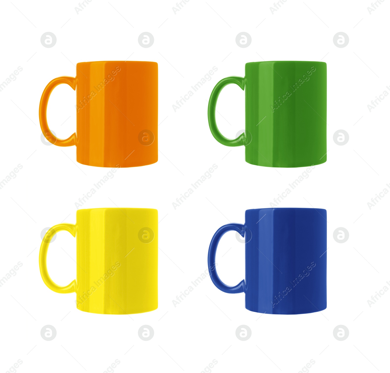 Image of Blank cups isolated on white, set. Mockup for design