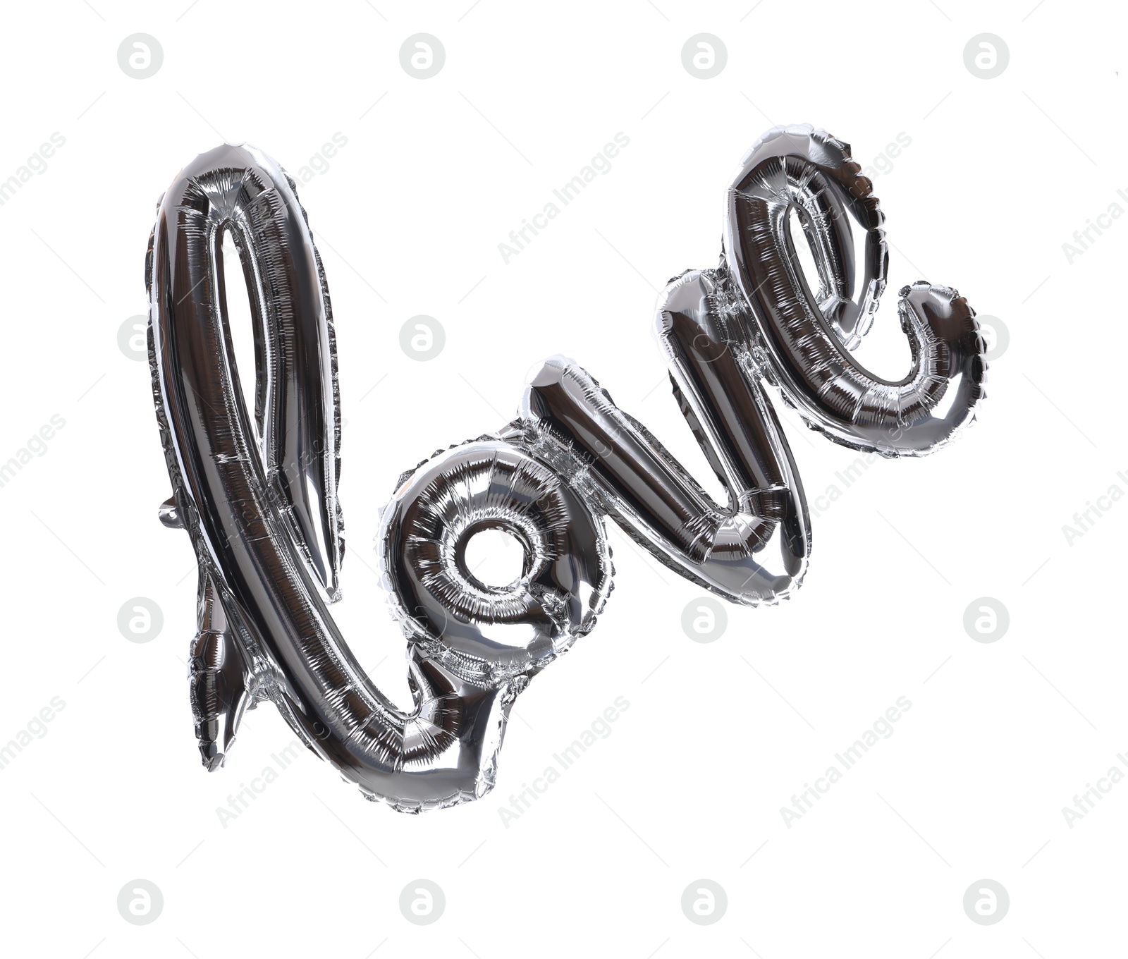 Photo of Foil LOVE word balloon isolated on white