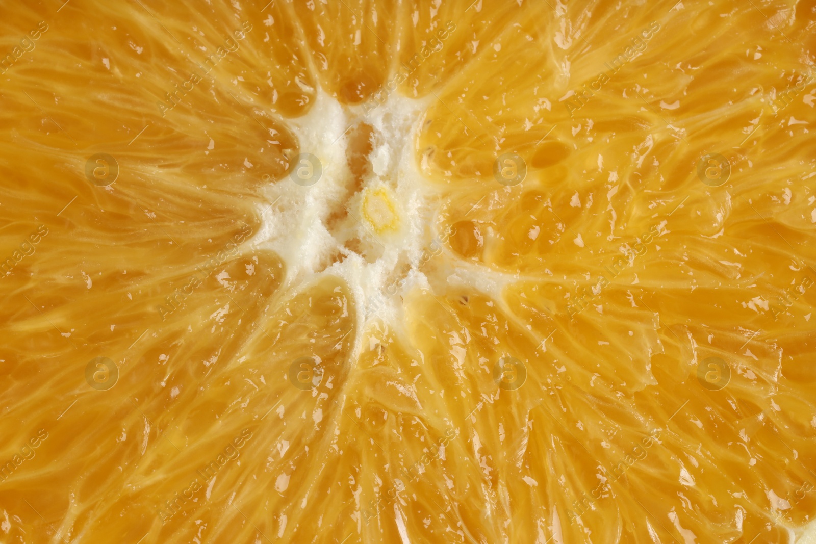 Photo of Fresh cut orange as background, top view