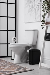 Photo of Folding screen, toilet bowl and houseplant in restroom