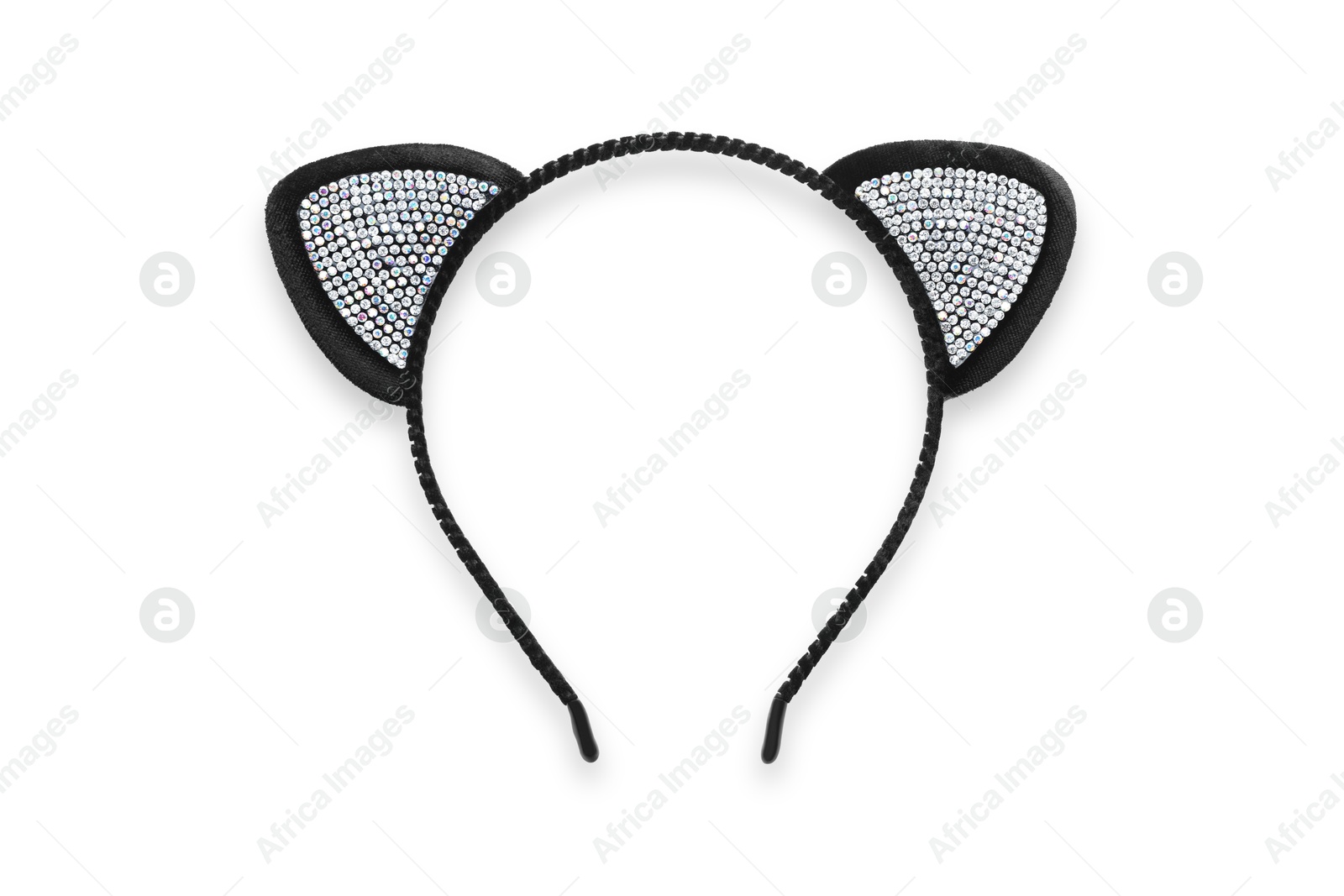 Photo of Stylish headband with cat ears isolated on white, top view