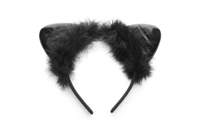 Photo of Stylish headband with cat ears isolated on white, top view