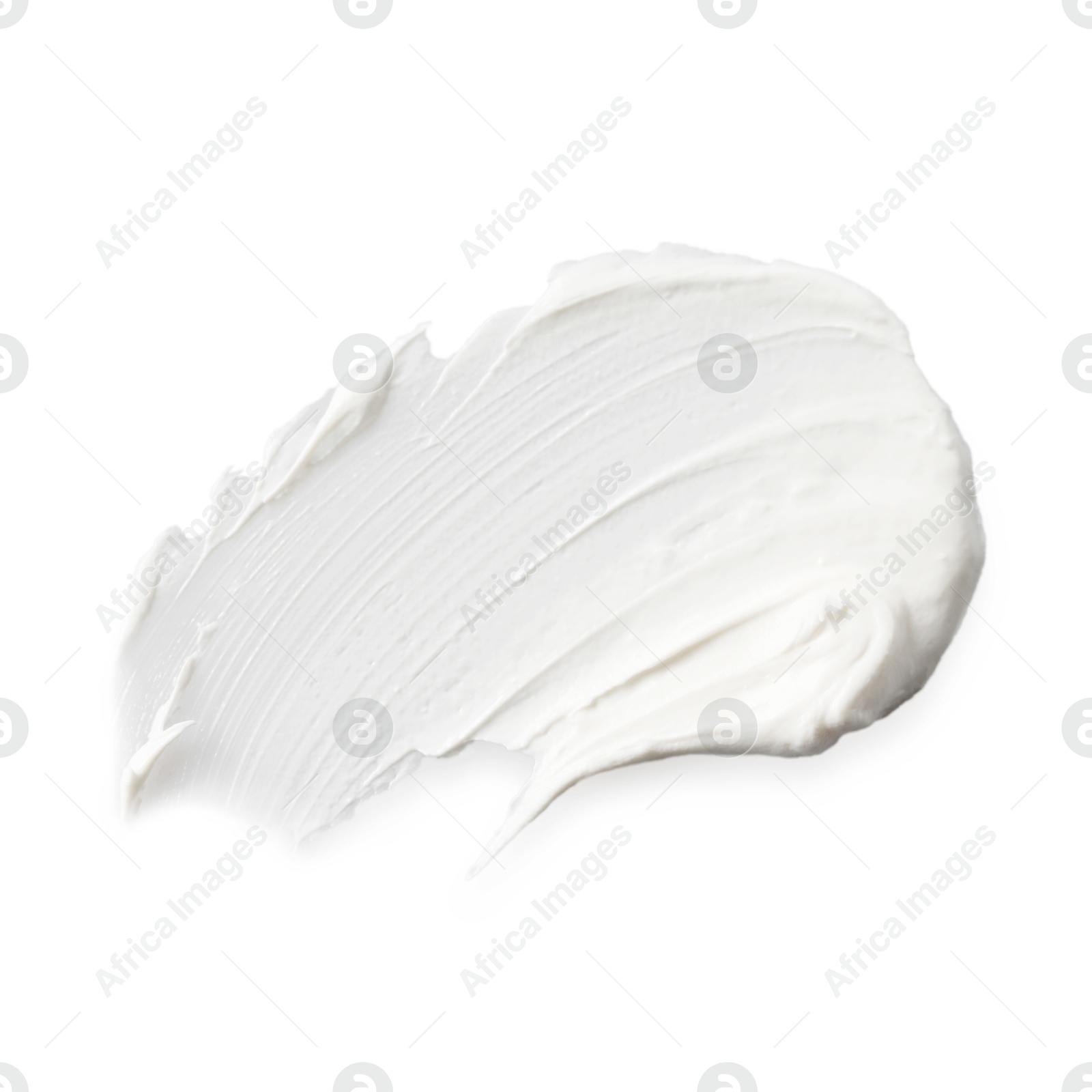 Photo of Cream isolated on white, top view. Sample of cosmetic product