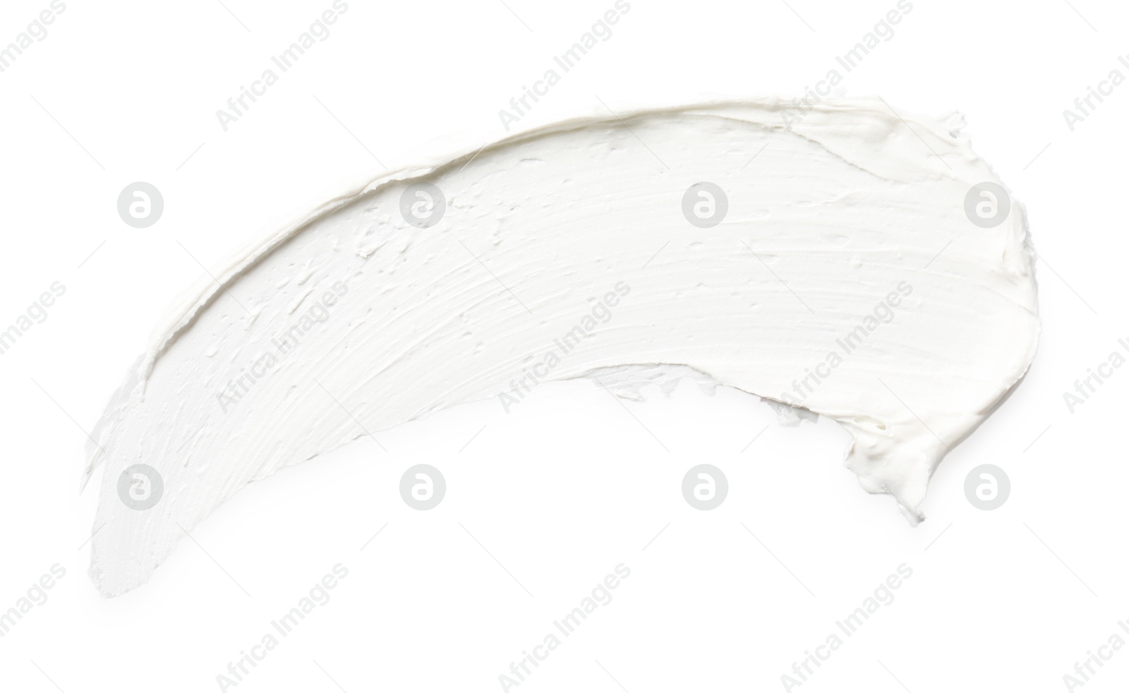 Photo of Cream isolated on white, top view. Sample of cosmetic product