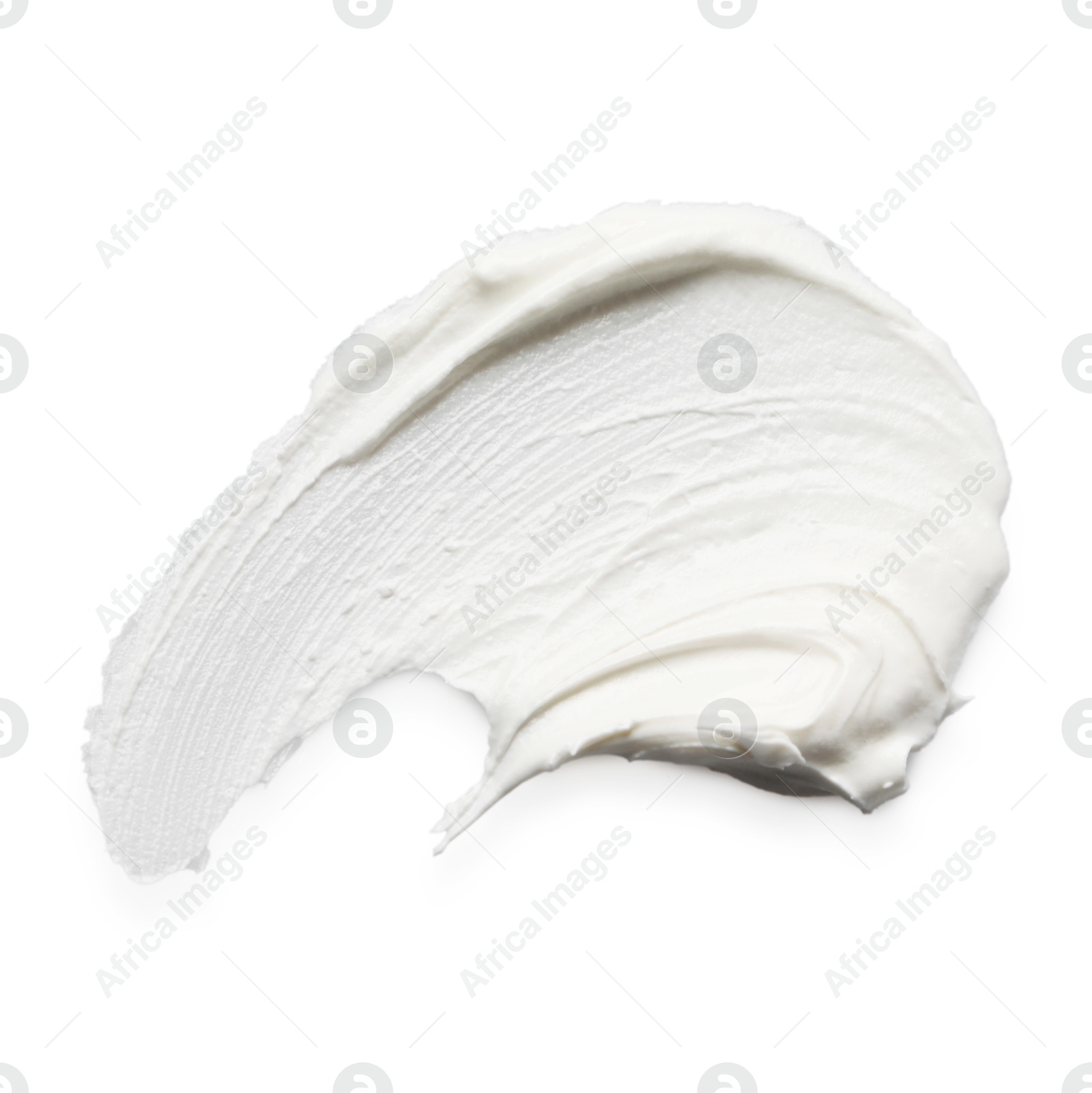 Photo of Cream isolated on white, top view. Sample of cosmetic product