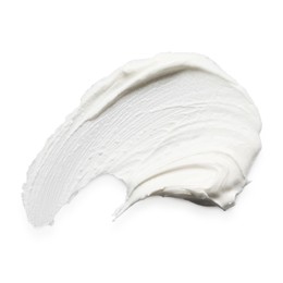 Photo of Cream isolated on white, top view. Sample of cosmetic product