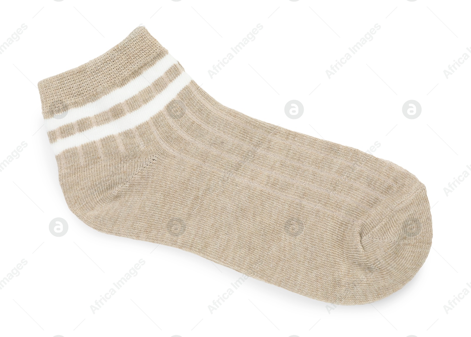 Photo of One soft sock isolated on white, top view