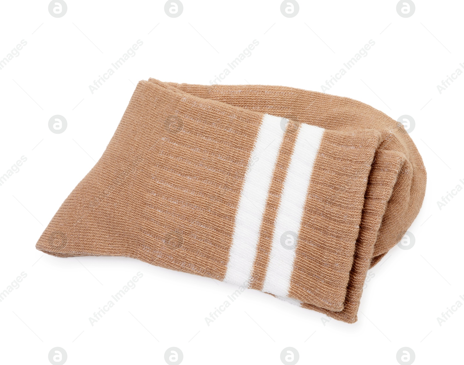 Photo of Pair of soft socks isolated on white, top view