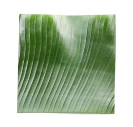 Photo of Piece of banana leaf isolated on white, top view. Traditional meal serving