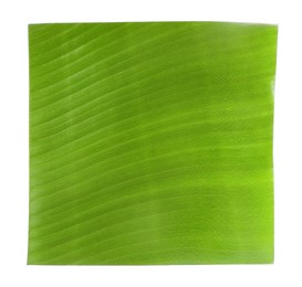 Photo of Piece of banana leaf isolated on white, top view. Traditional meal serving