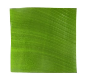 Photo of Piece of banana leaf isolated on white, top view. Traditional meal serving