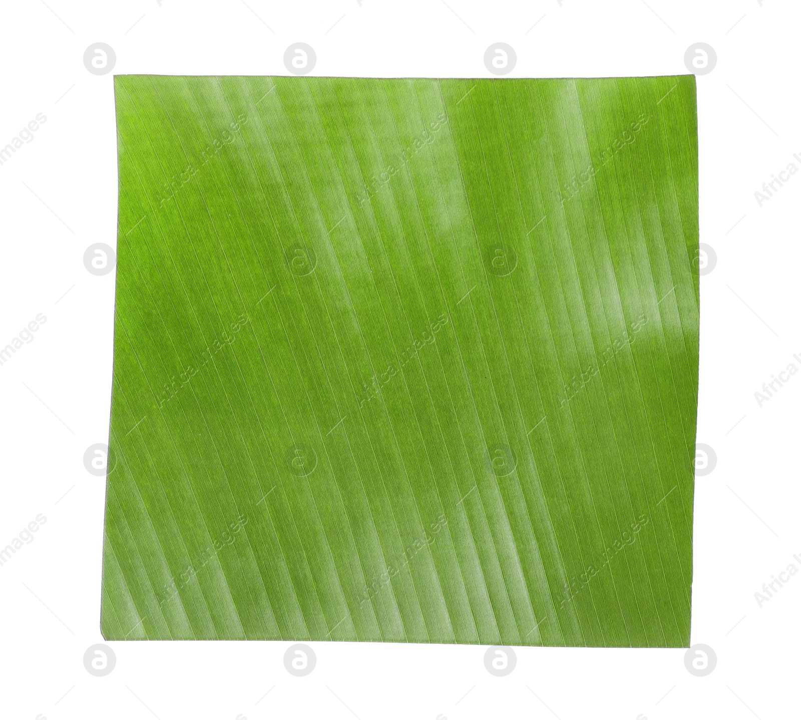 Photo of Piece of banana leaf isolated on white, top view. Traditional meal serving