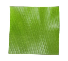 Photo of Piece of banana leaf isolated on white, top view. Traditional meal serving