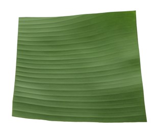 Photo of Piece of banana leaf isolated on white. Traditional meal serving