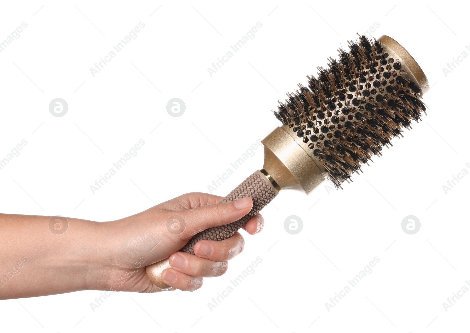 Photo of Hairdresser tool. Round brush isolated on white