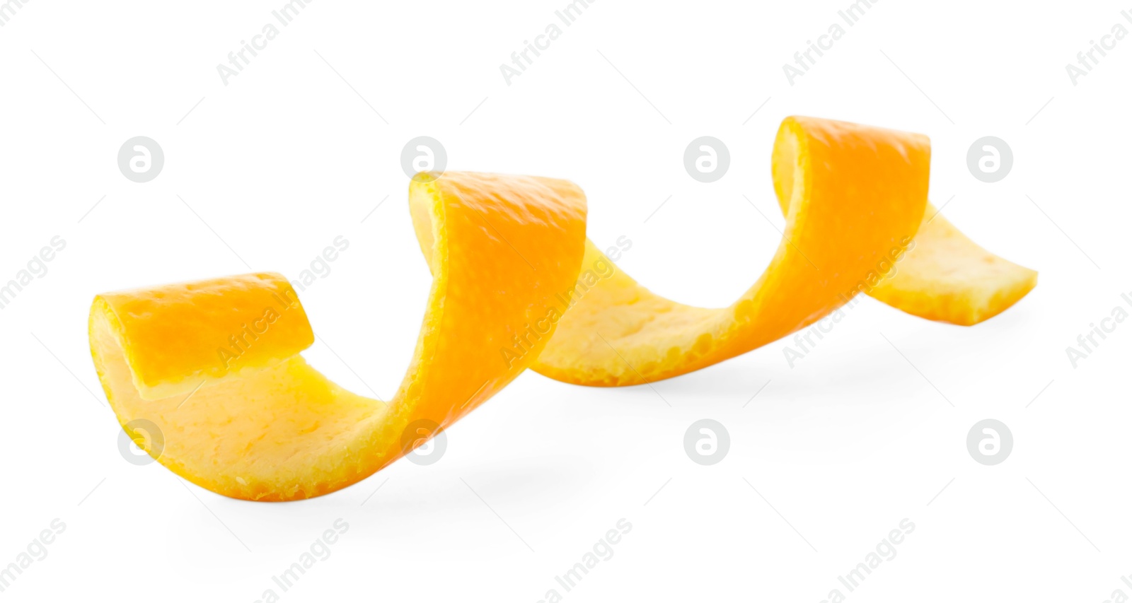 Photo of Twirl of orange peel isolated on white