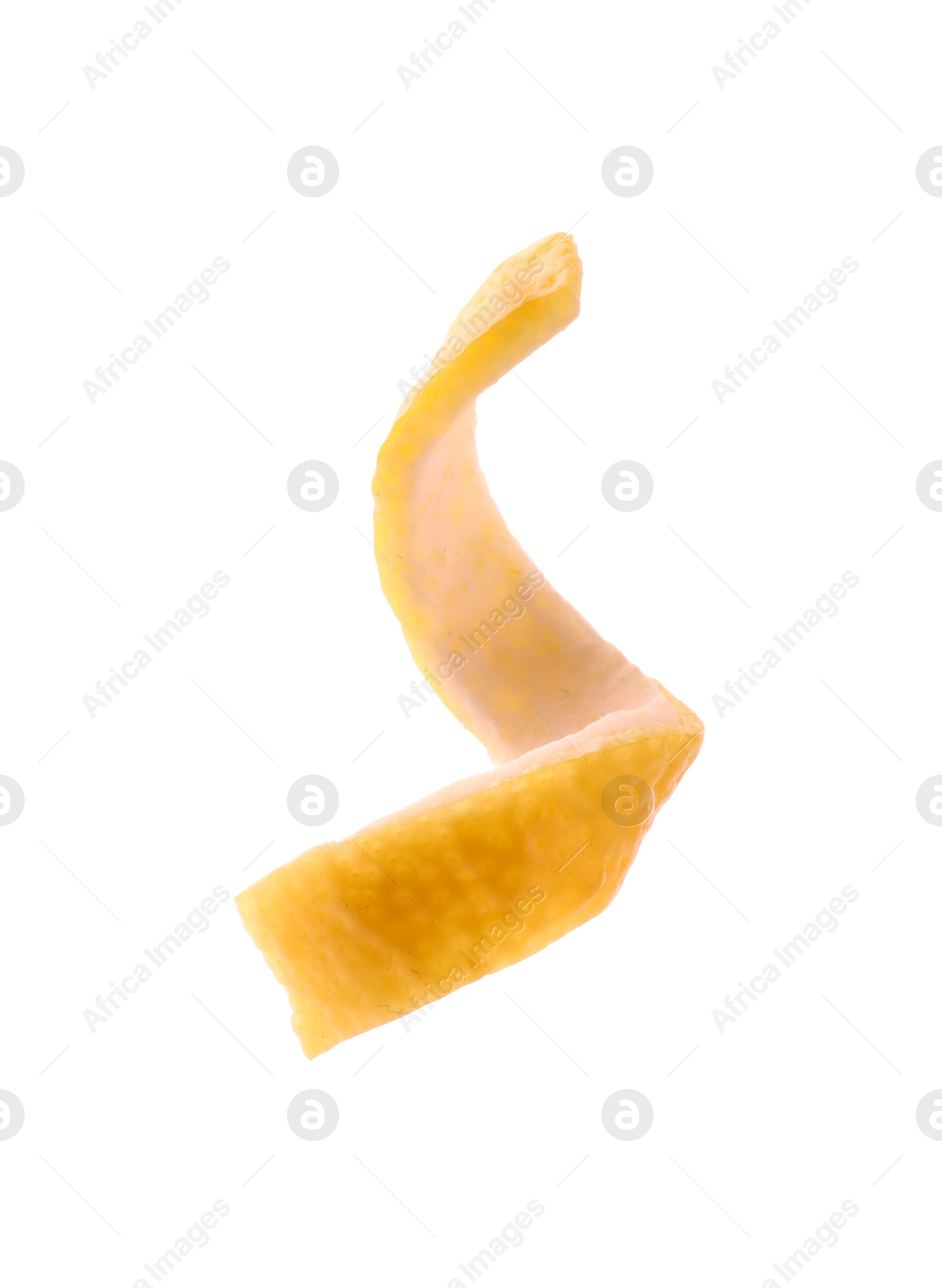 Photo of One fresh orange peel isolated on white