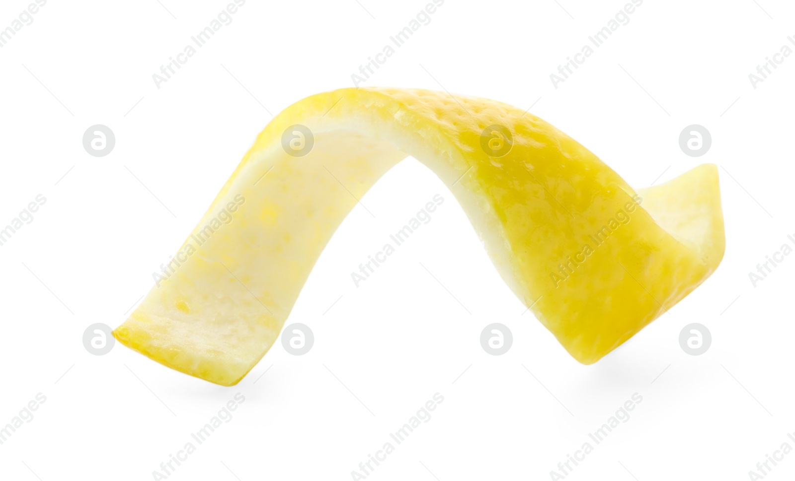 Photo of Twirl of lemon peel isolated on white