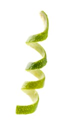 Photo of Twirl of lime peel isolated on white