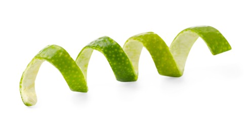 Photo of Twirl of lime peel isolated on white