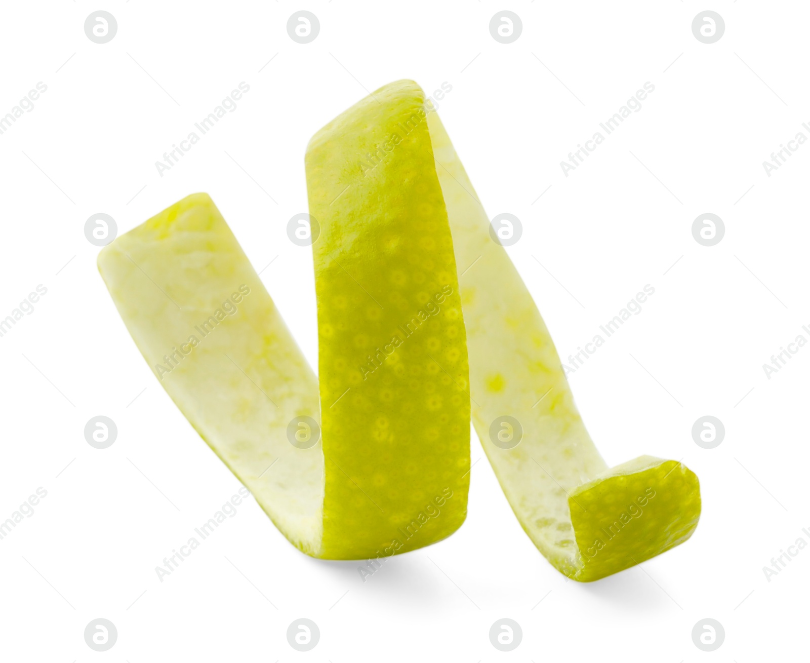 Photo of Twirl of lime peel isolated on white