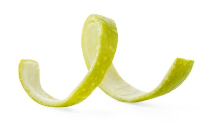 Photo of Twirl of lime peel isolated on white