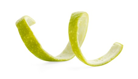 Photo of Twirl of lime peel isolated on white