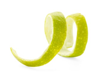 Photo of Twirl of lime peel isolated on white