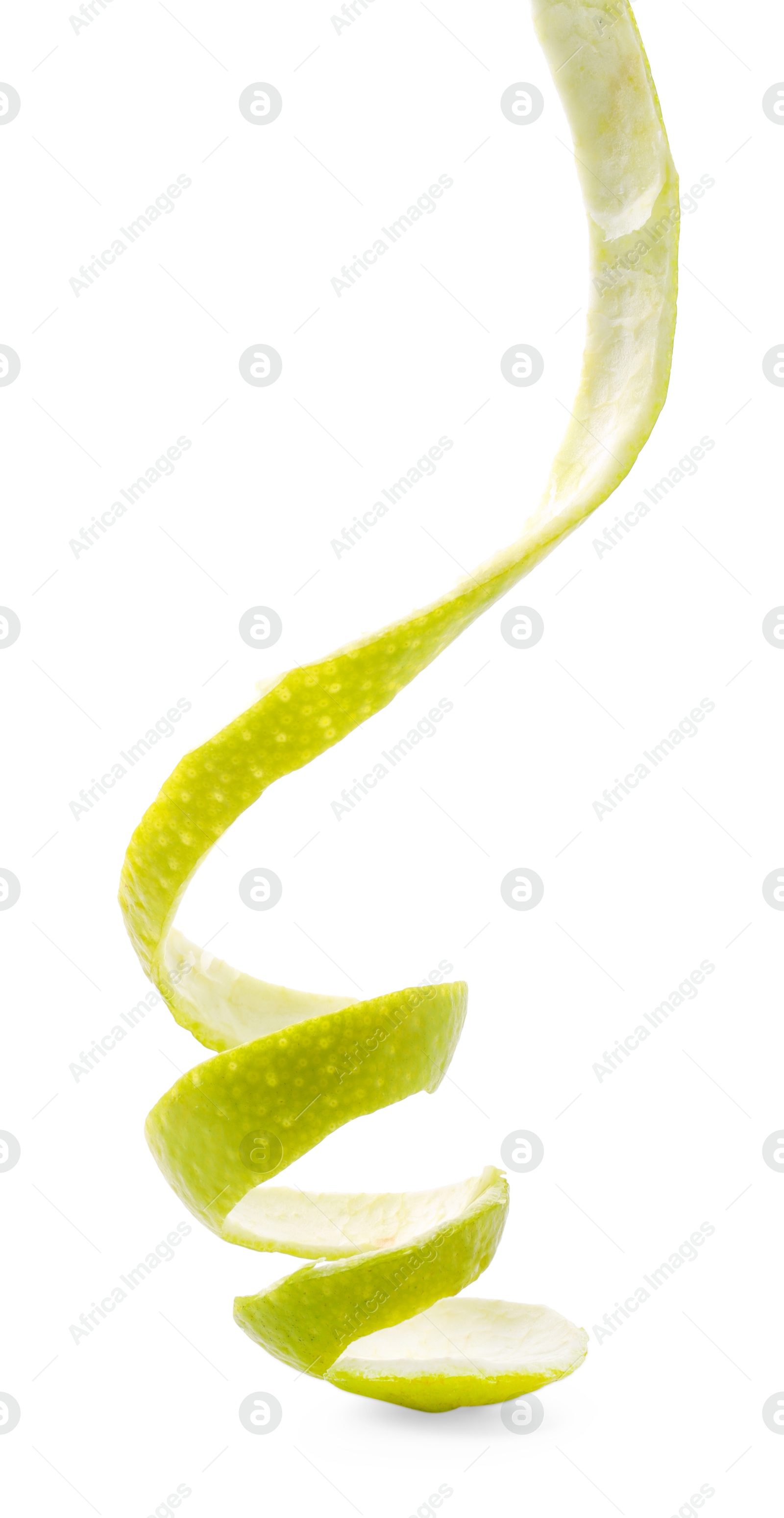 Photo of Twirl of lime peel isolated on white