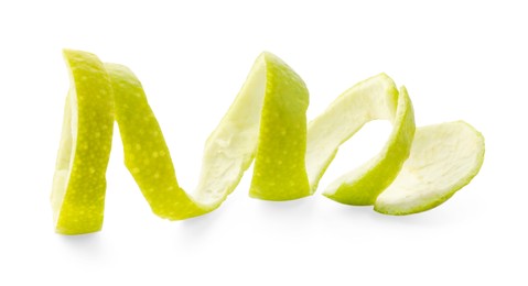 Photo of Twirl of lime peel isolated on white