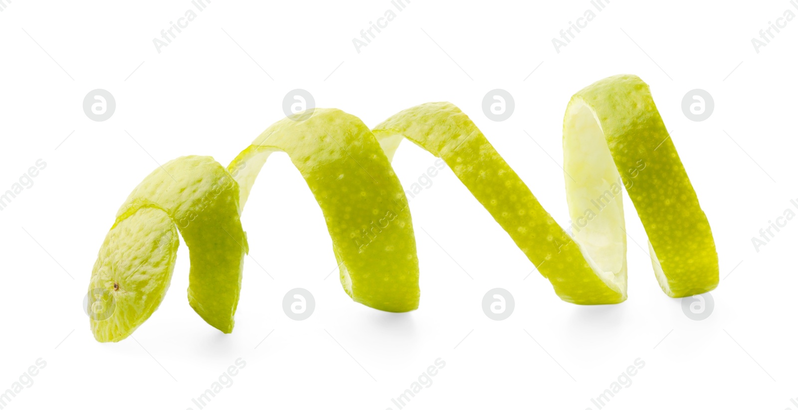 Photo of Twirl of lime peel isolated on white