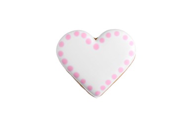 Photo of Delicious heart shaped cookie isolated on white. Valentine's Day