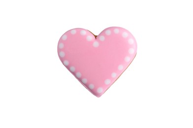 Delicious heart shaped cookie isolated on white. Valentine's Day