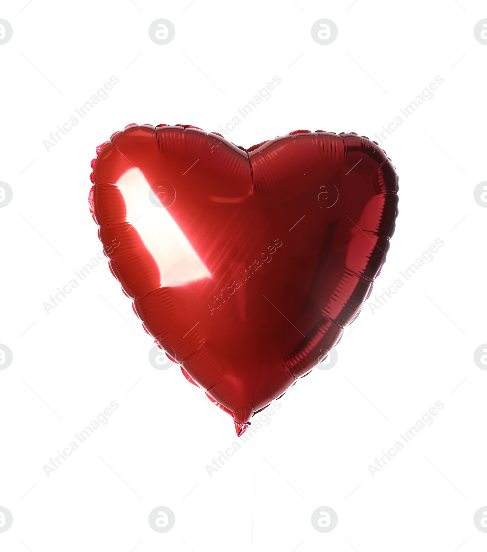 Photo of Red heart shaped balloon isolated on white. Valentine's Day celebration