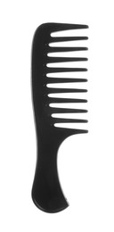 Photo of One black plastic comb isolated on white