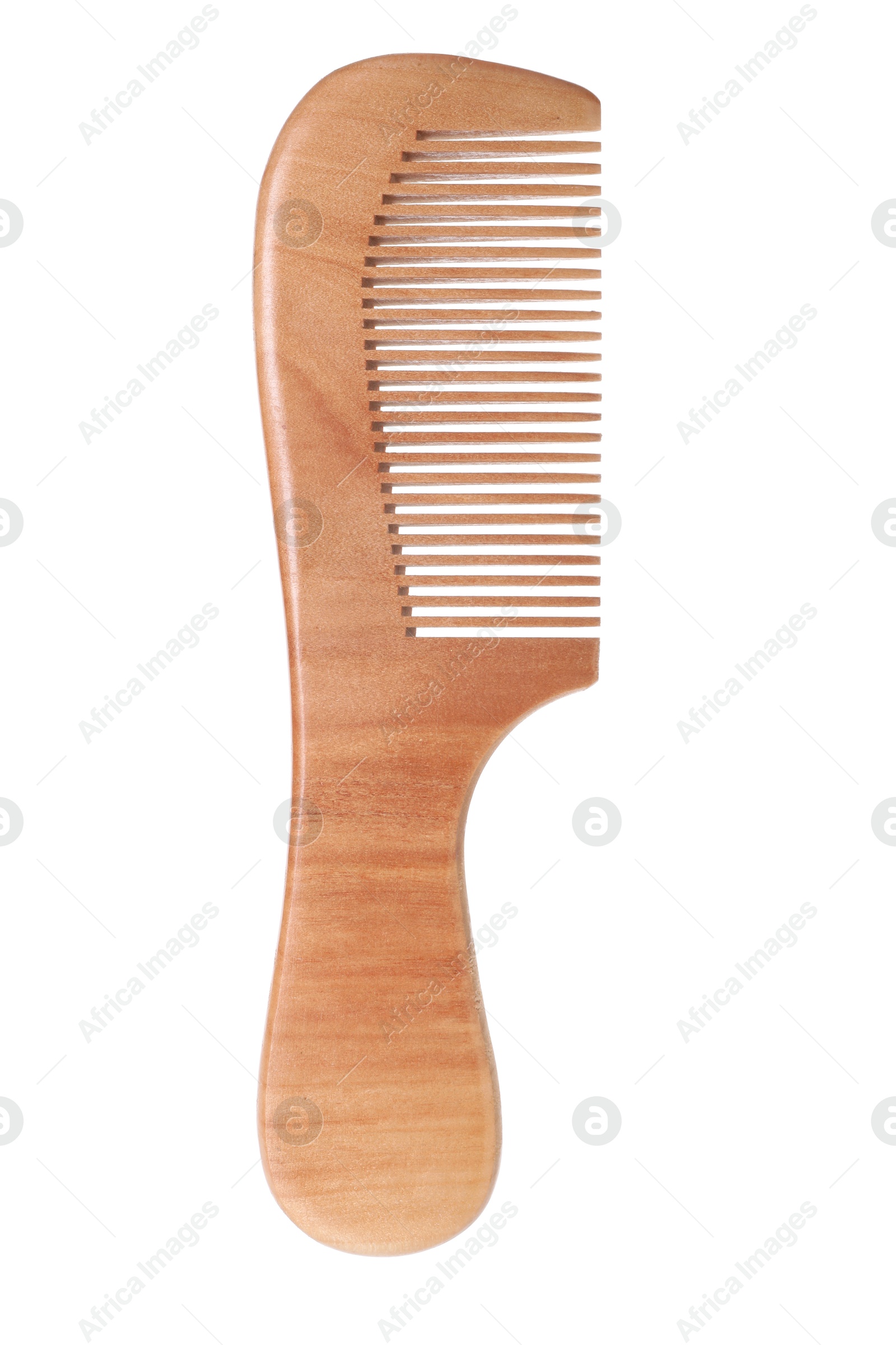 Photo of One wooden hair comb isolated on white