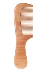 Photo of One wooden hair comb isolated on white