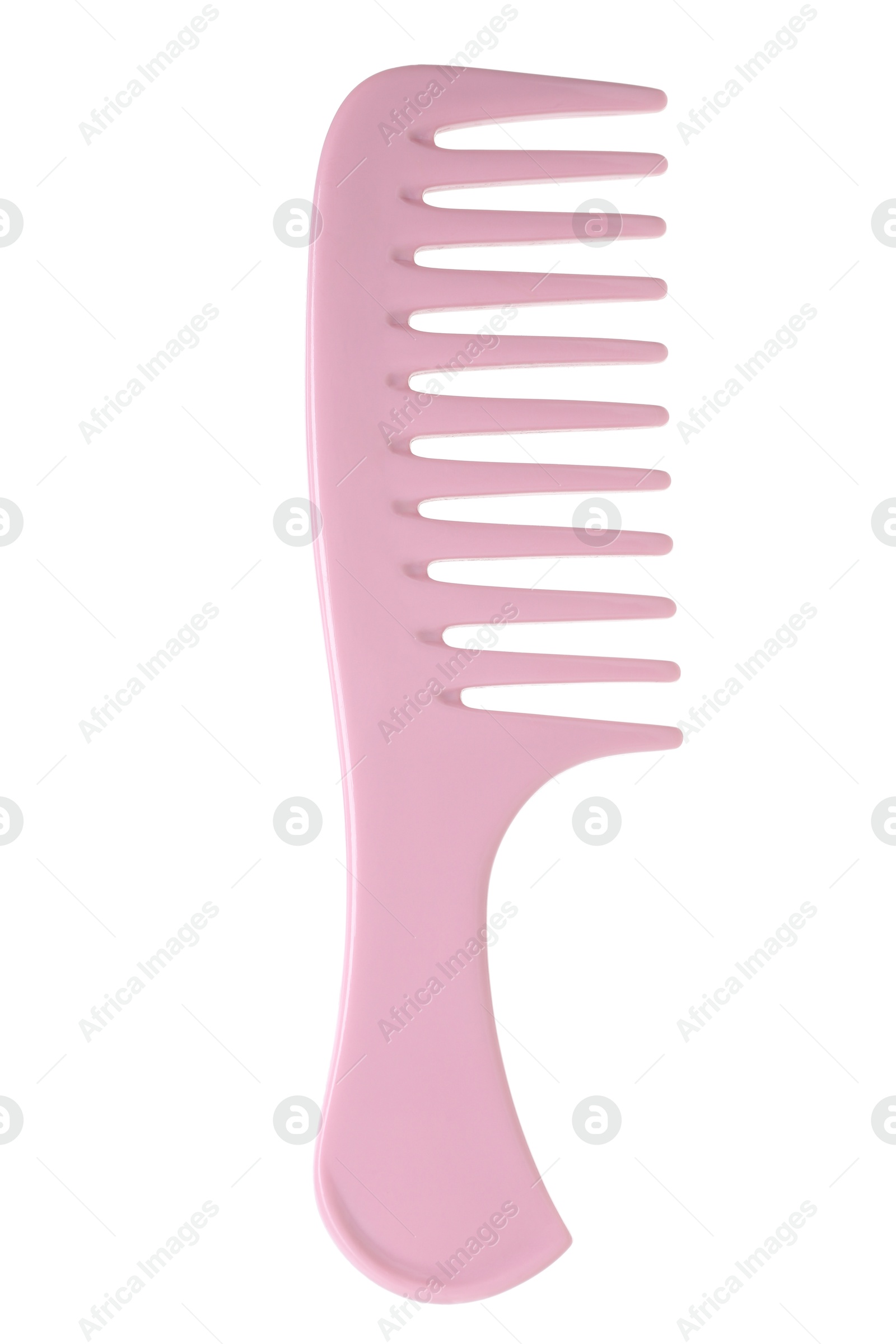 Photo of One pink plastic comb isolated on white