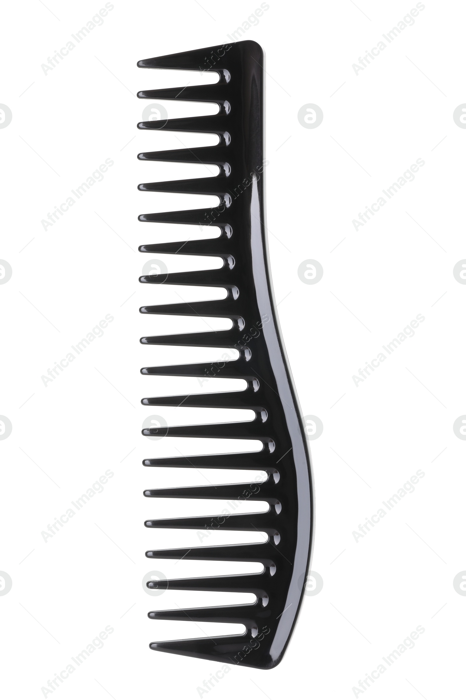 Photo of One black plastic comb isolated on white