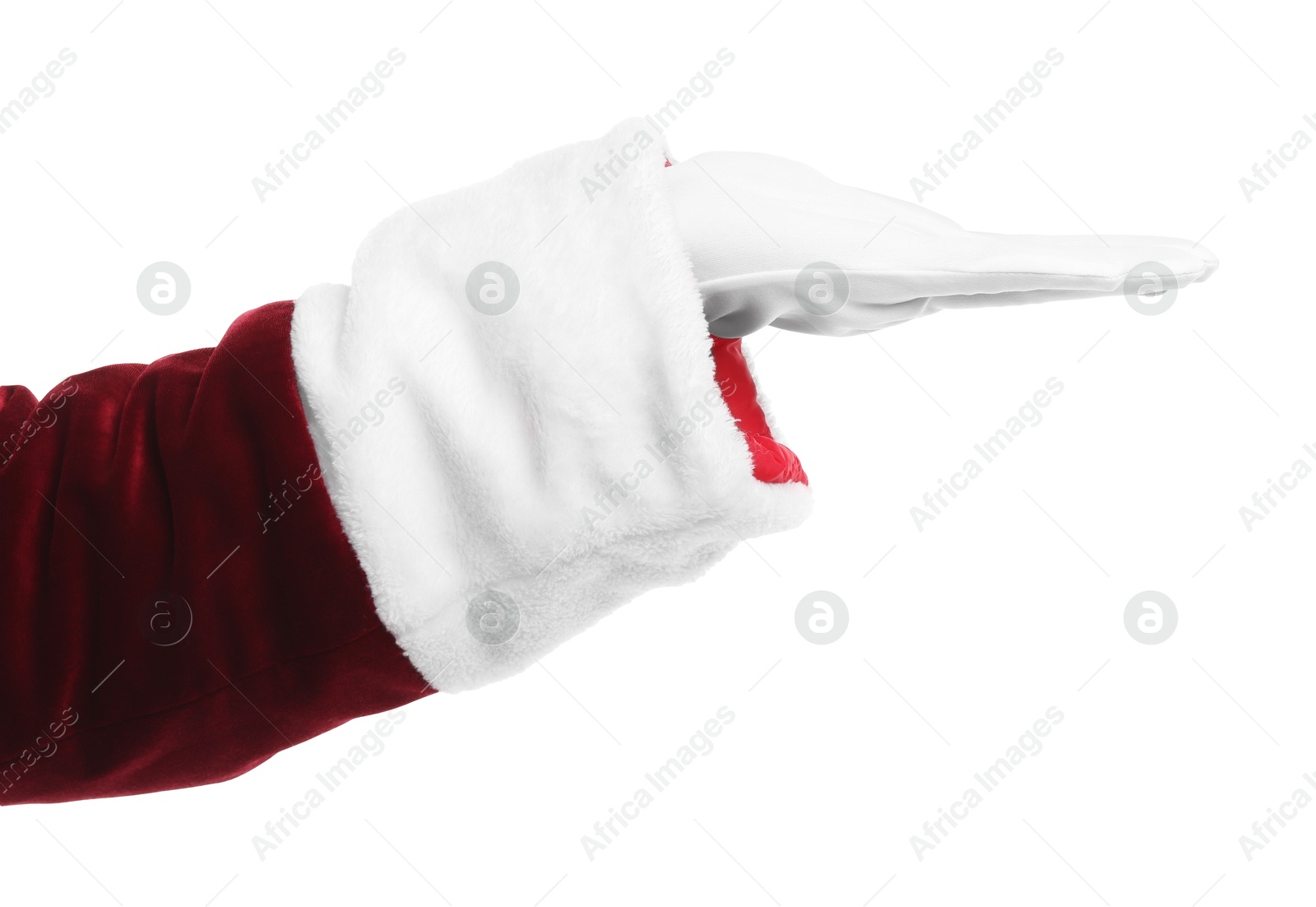 Photo of Santa Claus holding something on white background, closeup