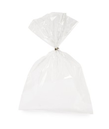 Photo of One empty plastic bag isolated on white