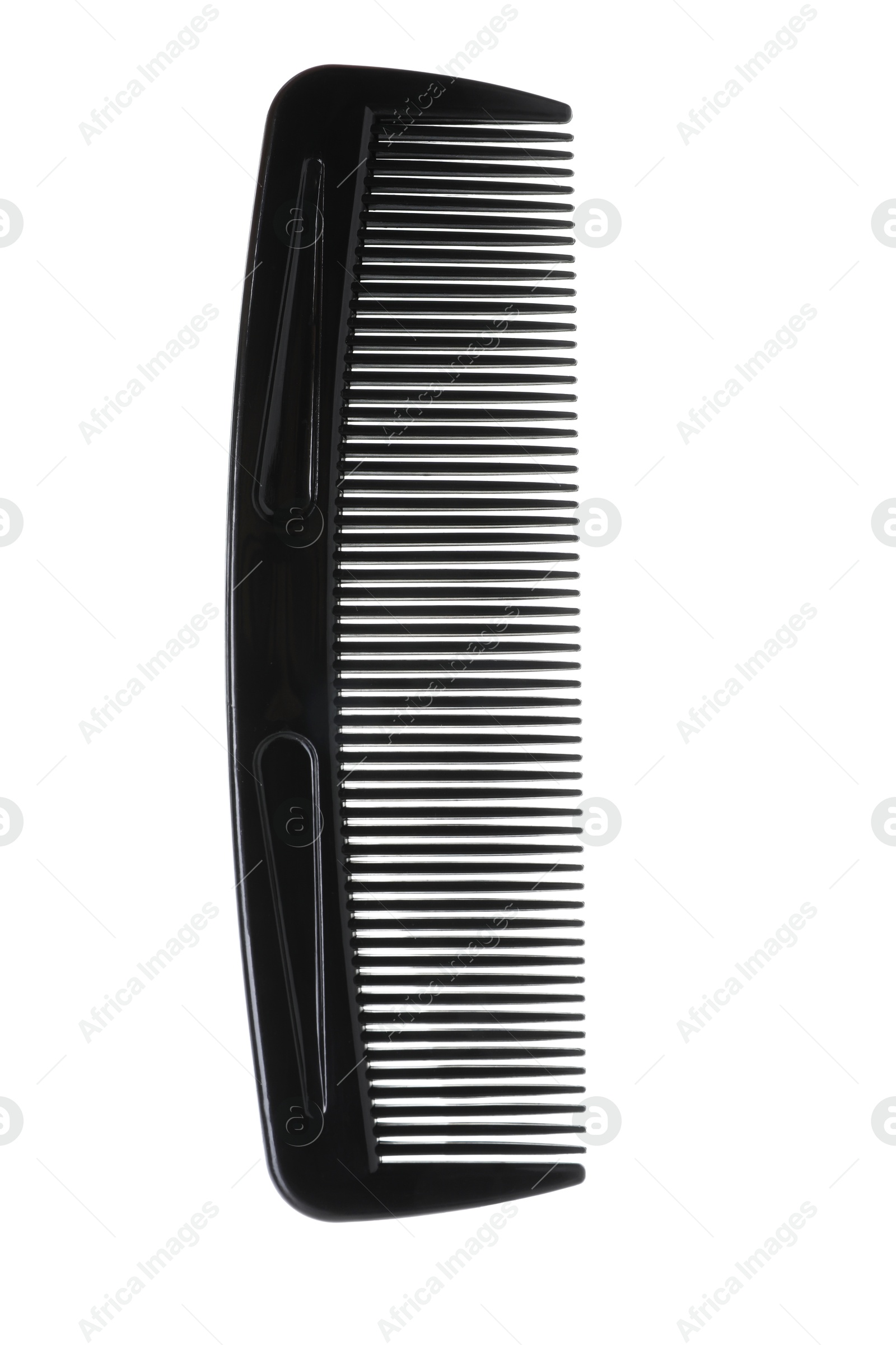 Photo of One black plastic comb isolated on white