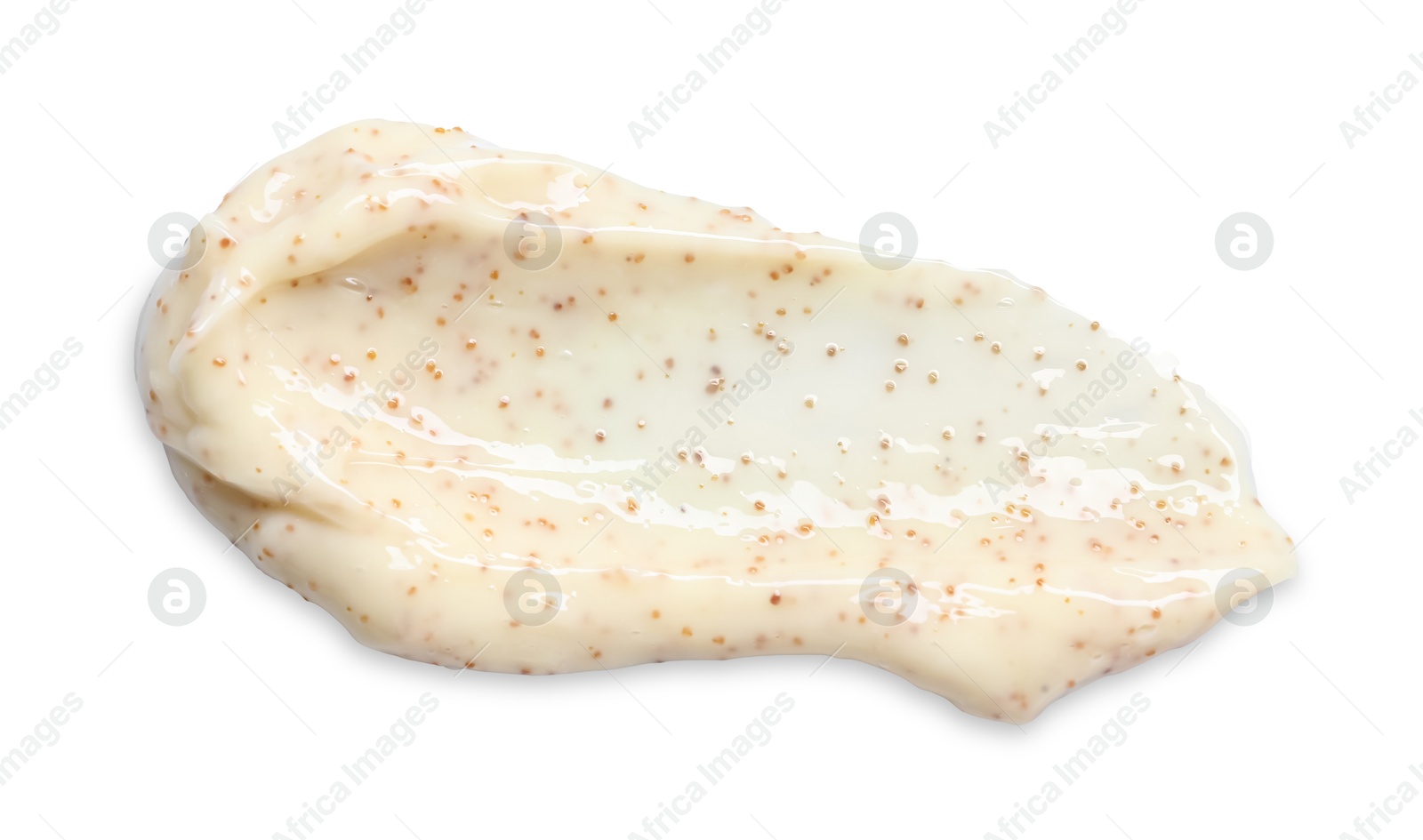 Photo of Sample of body scrub isolated on white, top view